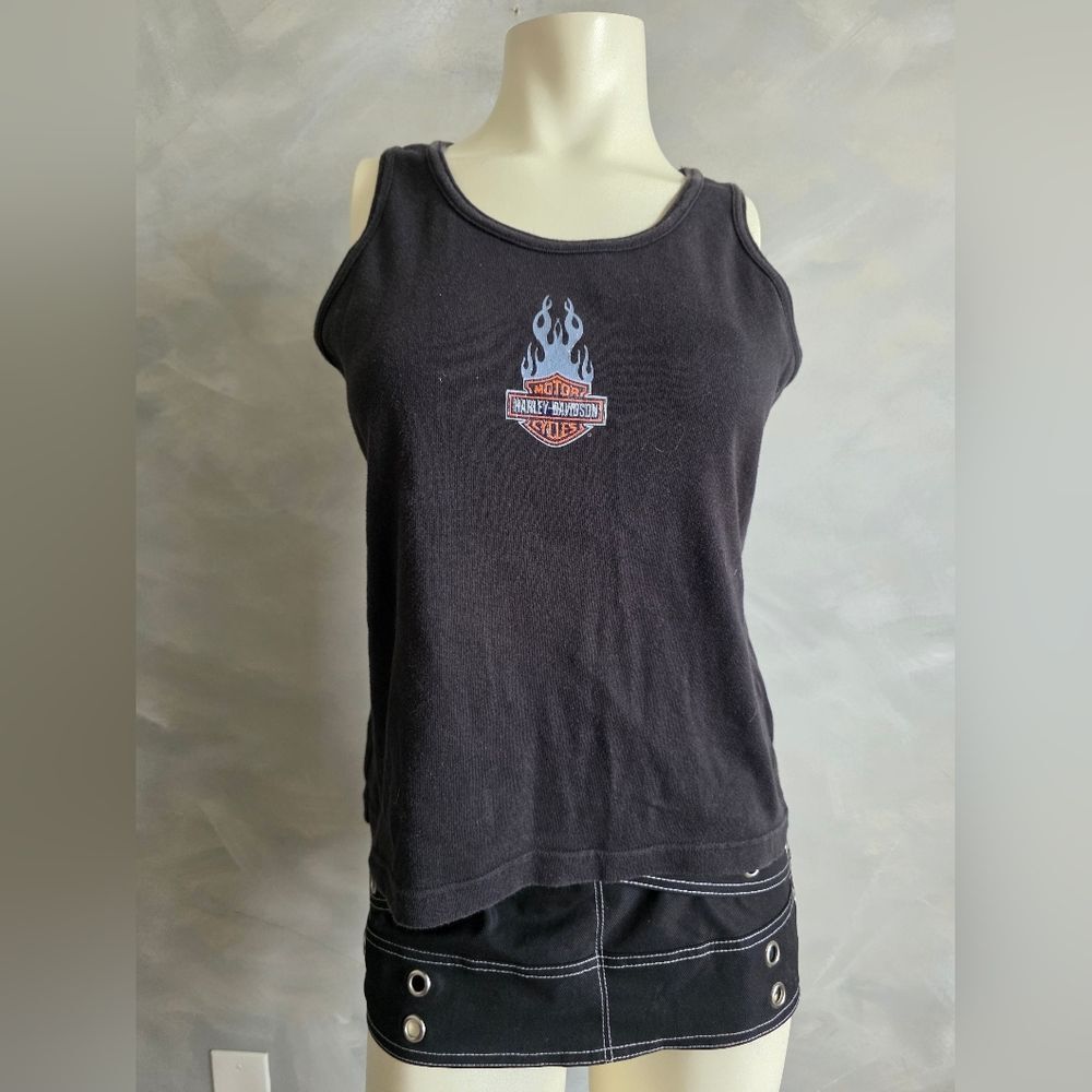 Harley-Davidson Black Flame Glittery Womens XL Tank Top